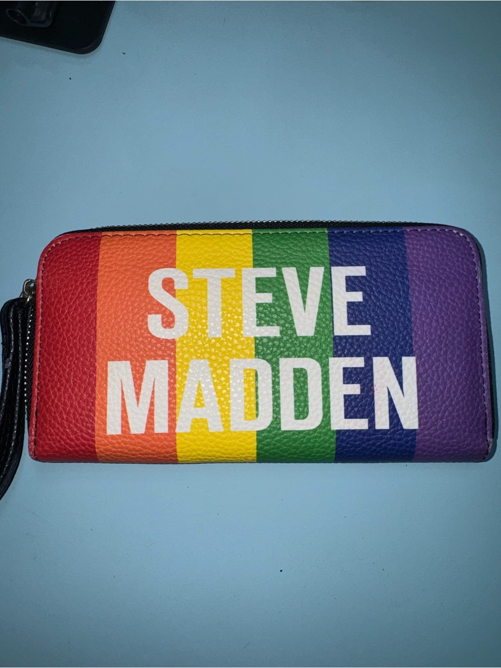 Steve Madden Rainbow Stripe Zip Wallet - Red Orange Yellow Green Blue Purple